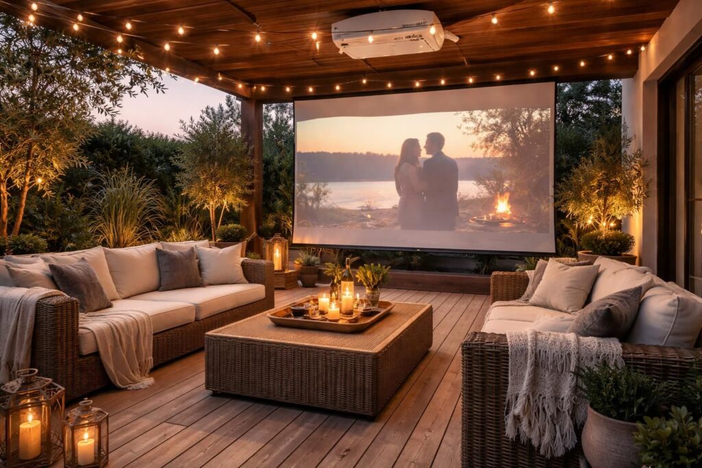 découvrez comment aménager votre espace extérieur en projetant un plan de terrasse grâce au vidéoprojecteur epson, pour une planification précise et facile.