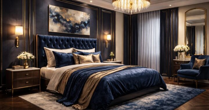 découvrez comment associer le bleu nuit et le doré pour créer une chambre au style sophistiqué et raffiné, alliant élégance et confort.