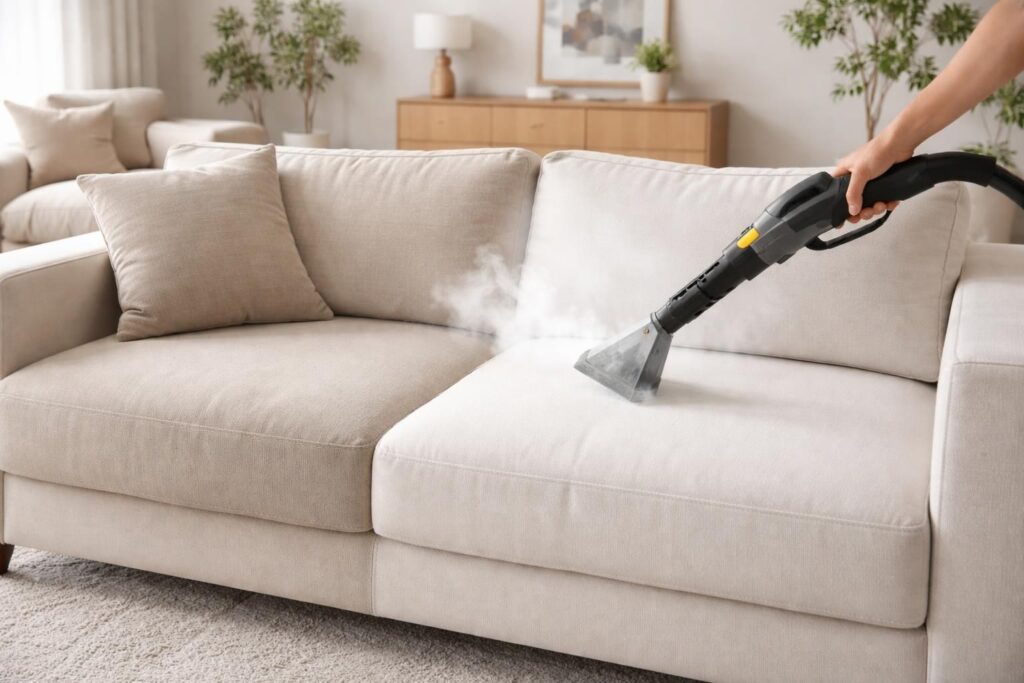 découvrez comment un nettoyeur vapeur pour canapé peut prolonger la durabilité de votre mobilier en éliminant en profondeur les saletés et en préservant les tissus.