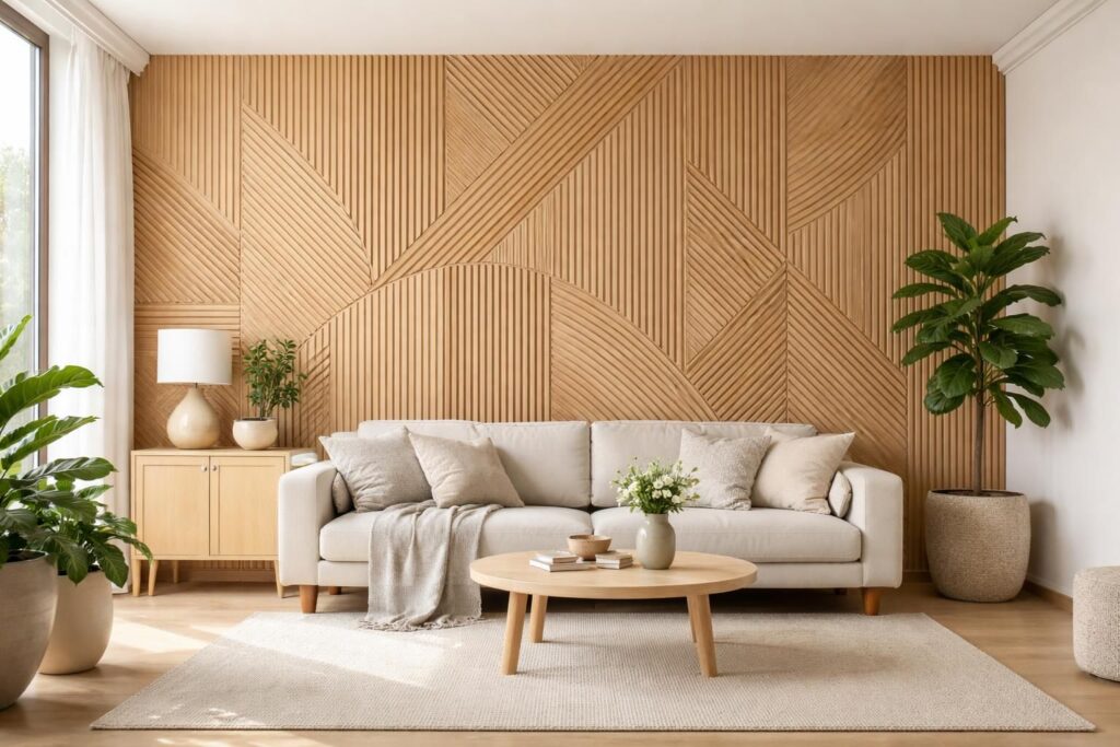 apportez une touche unique à votre intérieur en personnalisant votre maison avec un mur en relief à tasseaux, conçu pour s'adapter parfaitement à votre style.