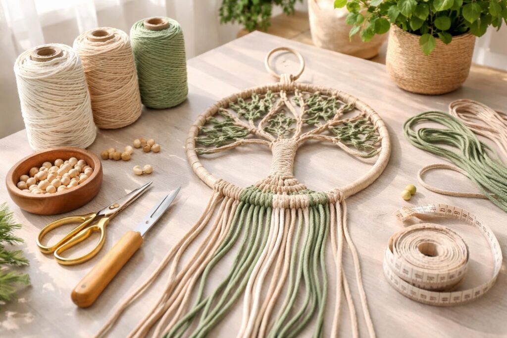 apprenez à réaliser un arbre de vie en macramé grâce à ce tutoriel complet avec conseils et astuces spécialement conçus pour les débutants.
