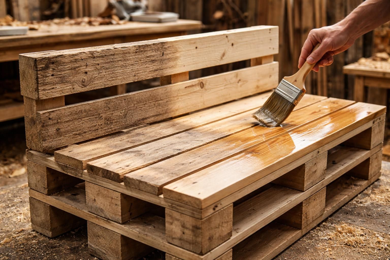 découvrez comment réaliser une banquette en palette de bois avec des conseils sur la finition, le ponçage et l'application de vernis pour un rendu durable et esthétique.