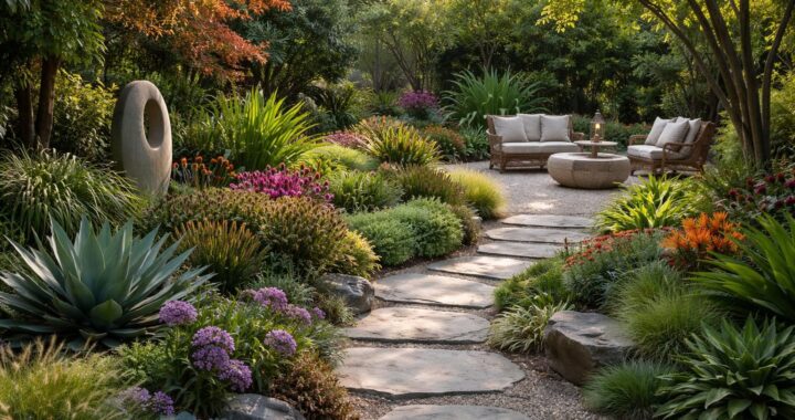 découvrez comment allier élégance et originalité dans la photographie d'un jardin sans pelouse, mettant en valeur des aménagements uniques et créatifs pour un espace extérieur harmonieux.