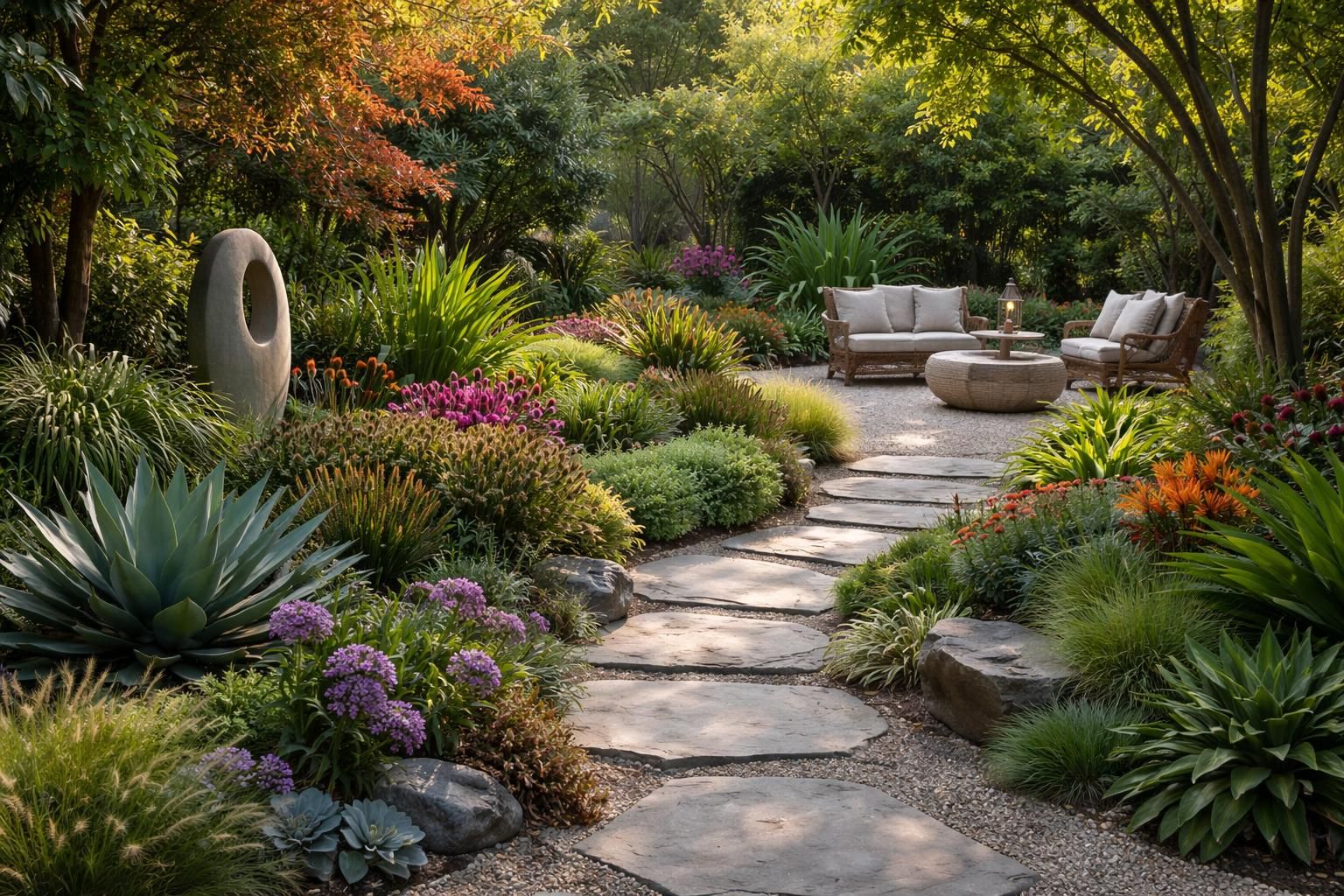 découvrez comment allier élégance et originalité dans la photographie d'un jardin sans pelouse, mettant en valeur des aménagements uniques et créatifs pour un espace extérieur harmonieux.