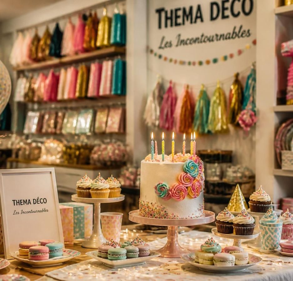 découvrez les incontournables de thema déco, votre boutique spécialisée en décoration d'anniversaire et de gâteau pour rendre chaque événement inoubliable et festif.