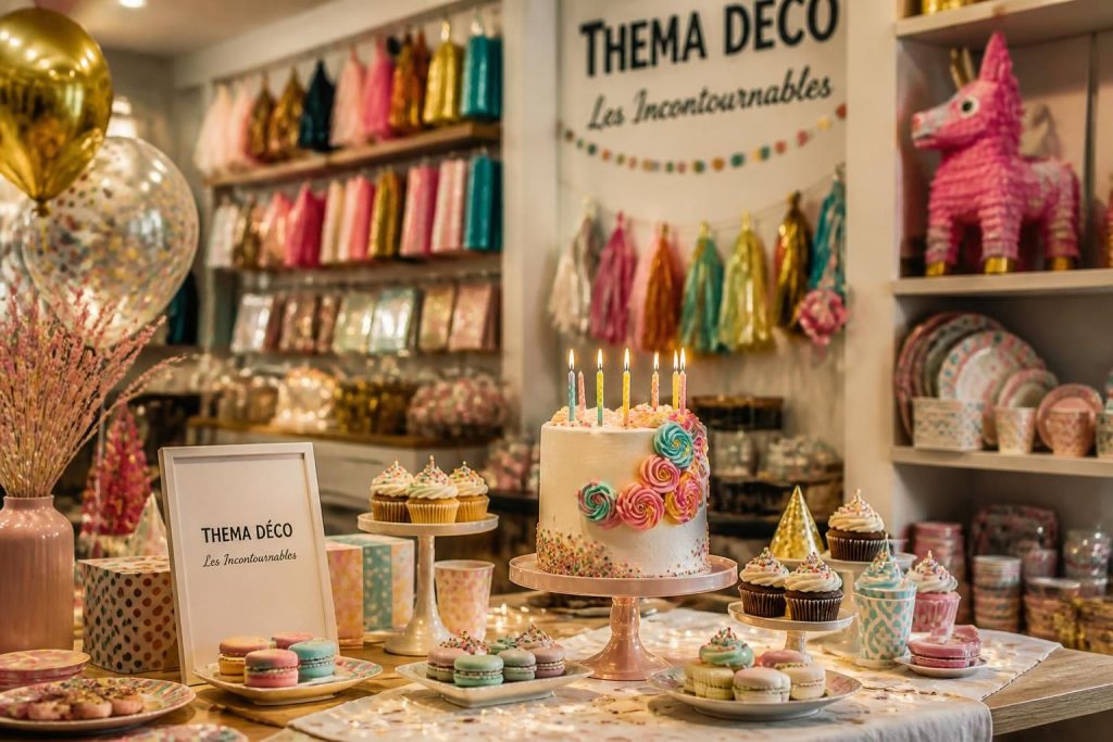 découvrez les incontournables de thema déco, votre boutique spécialisée en décoration d'anniversaire et de gâteau pour rendre chaque événement inoubliable et festif.